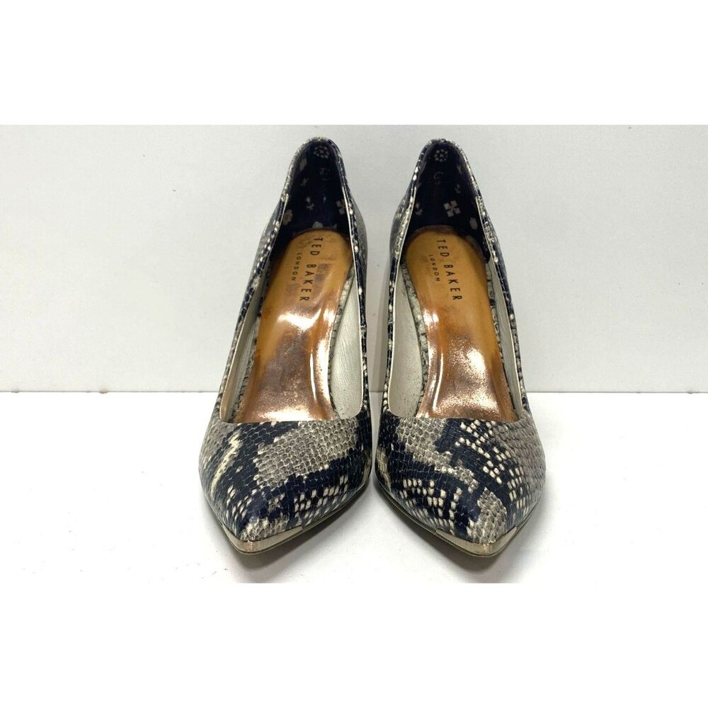 $195 Ted Baker "Izibely" Snake Embossed Leather Pump Stiletto Heels Women's 8.5